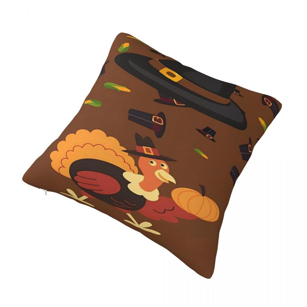 Thanksgiving Day Turkey Pillow Case Cushion Cover Square Printed Pillow Cover Novelty Pillowcases For Sofa Bedroom Home Decor