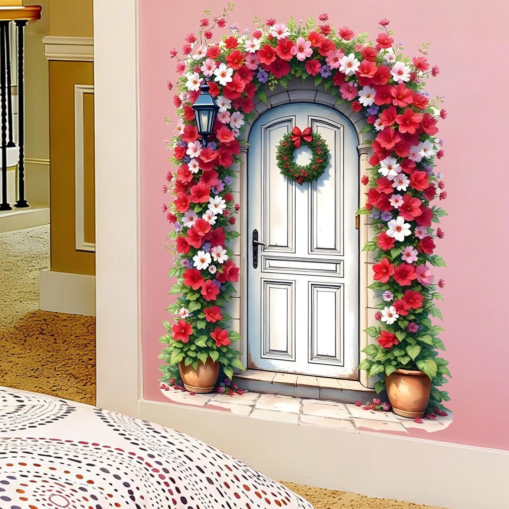 Creative Flower Door Living Room Bedroom Wall Beautification Home Decoration Stickers