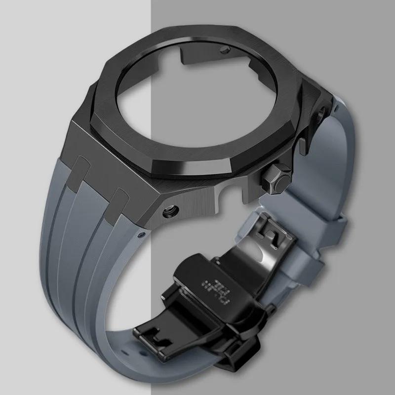 Ny Gen5 Casioak-fodral i rostfritt stål för G-Shock GA2100 Mod-kit Modifieringssats Metallram gummiband för GA2110 GAB2100