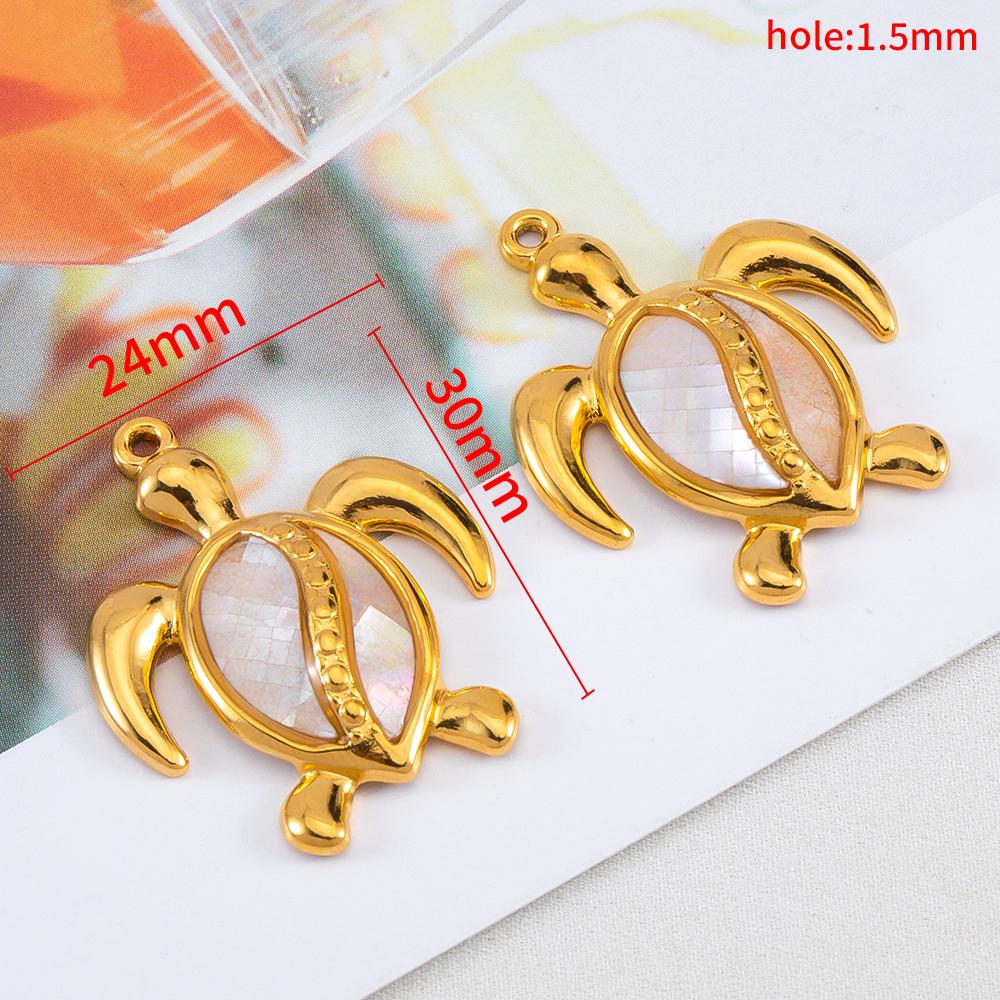 2pcs Enamel Dazzle Tree Leaf Pendants Stainless Steels Fish Tortoise Necklace Charms DIY Vintage Earring Jewelry Making Supplies