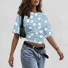 Women’s Crew Neck Pullover Short Sleeve T Shirt Loose Fit Floral Print Casual Summer Top Soft Lightweight Fabric