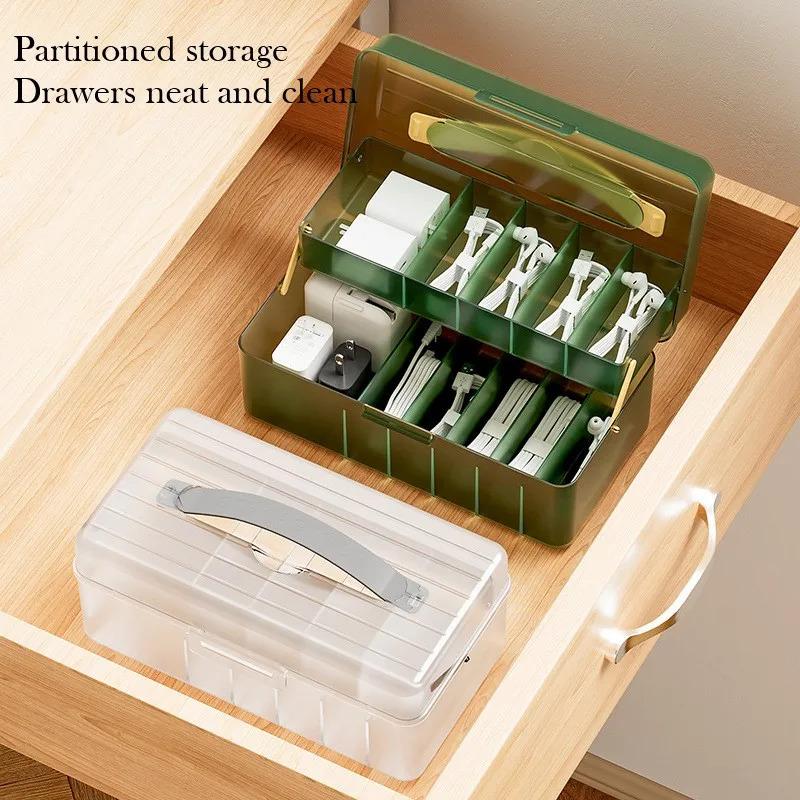 Covered Cable Organizer Box, Portable Charging Cable Management Tool, USB Cable Sorter, Desktop Electronic Accessories Organizer