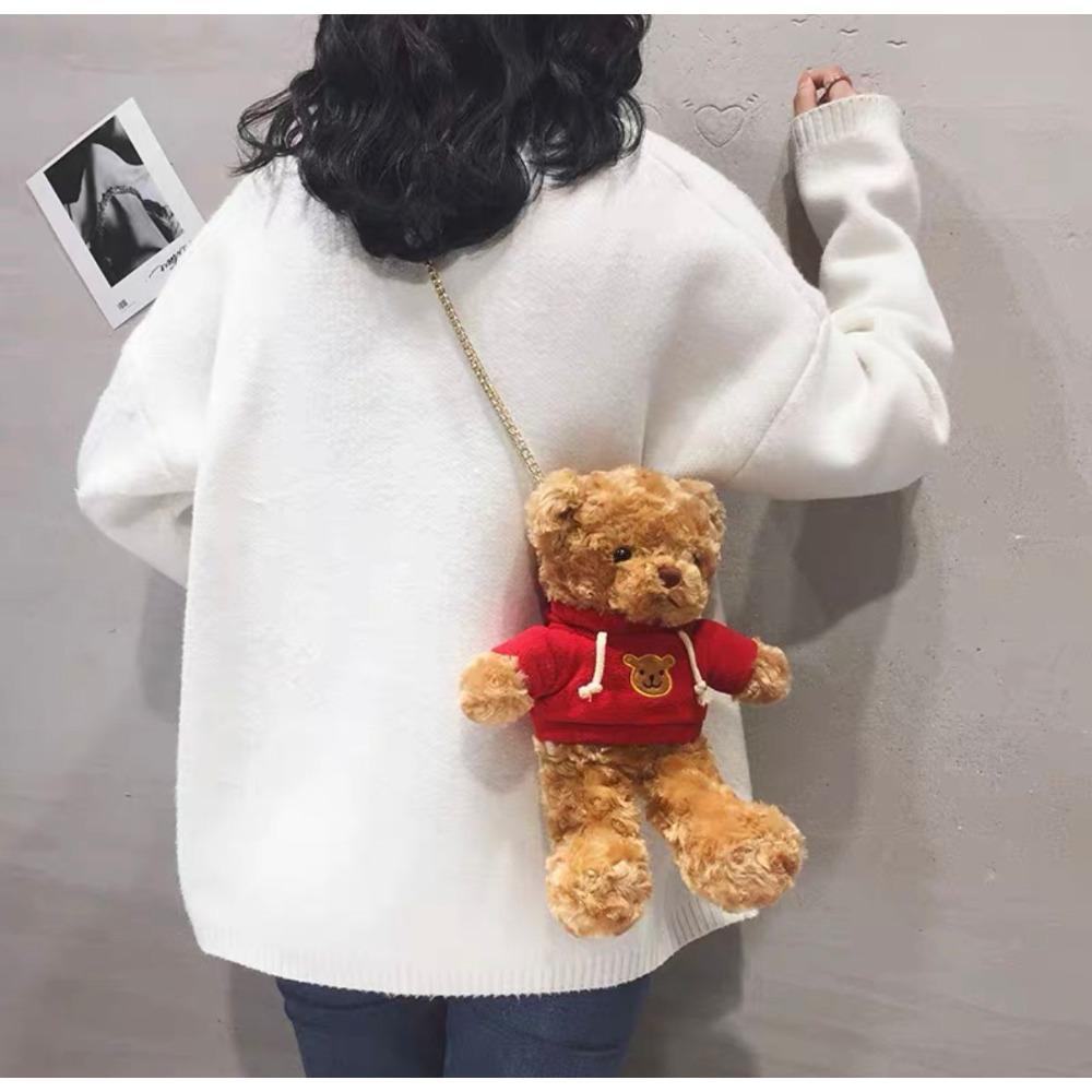 Bear Bag Plush Sweater White Bear Doll Ragdoll Girl Oblique Straddle Bag Creativity