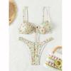 Maillot de bain deux pièces pour femme, push-up, sexy, imprimé, uni