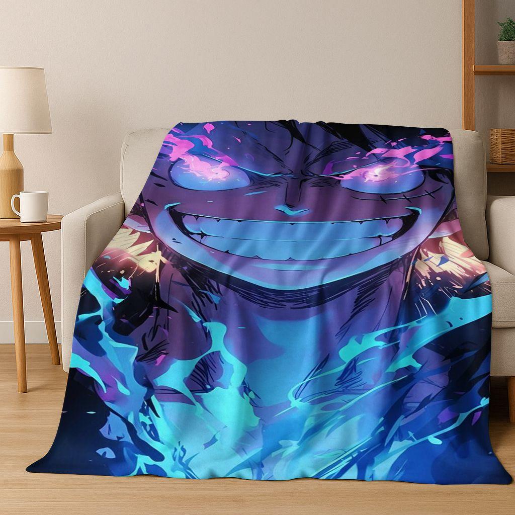 3D Japanischer Anime One PIECE-E Cartoon Flanelldecke Weiche Warme Überwurfdecke für Bett Schlafzimmer Wohnzimmer Reise Picknick Geschenk