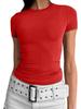 European and American Summer Women's Slimming Milk Silk Pullover T-shirt, Round Neck Fashion Top, High-end Women's Outerwear