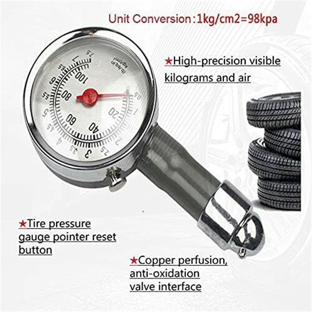 Metal Manometer Mini Dial Tyre Meter Diagnostic Repair Tool Tire Pressure Gauge