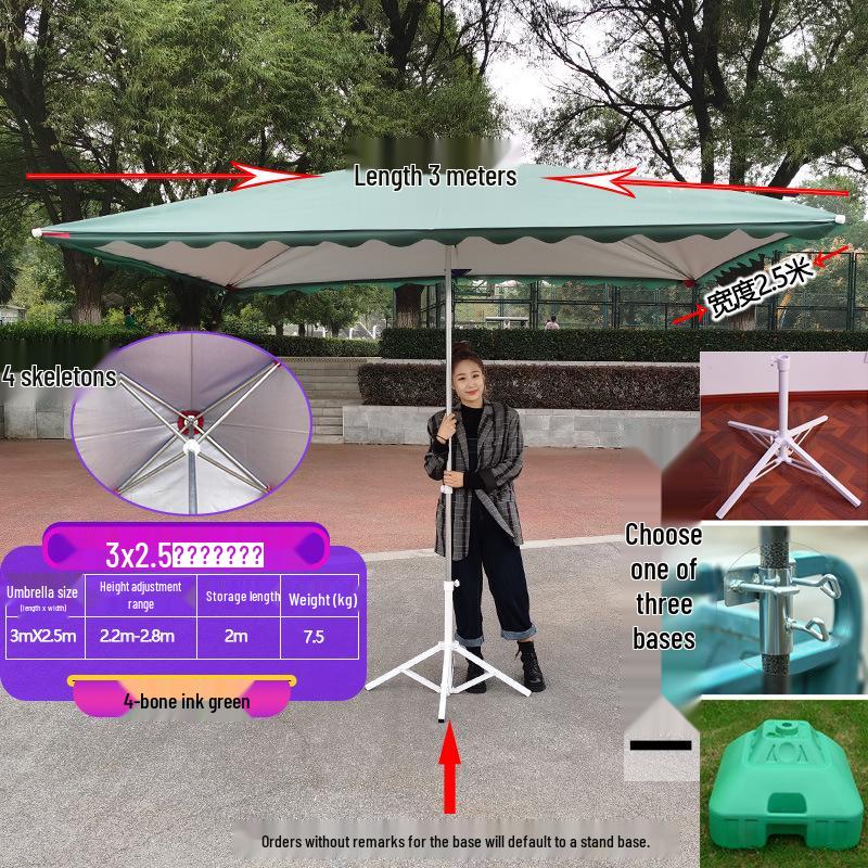 Large Outdoor Rectangular Sunshade Umbrella - Commercial Folding Awning for Courtyard