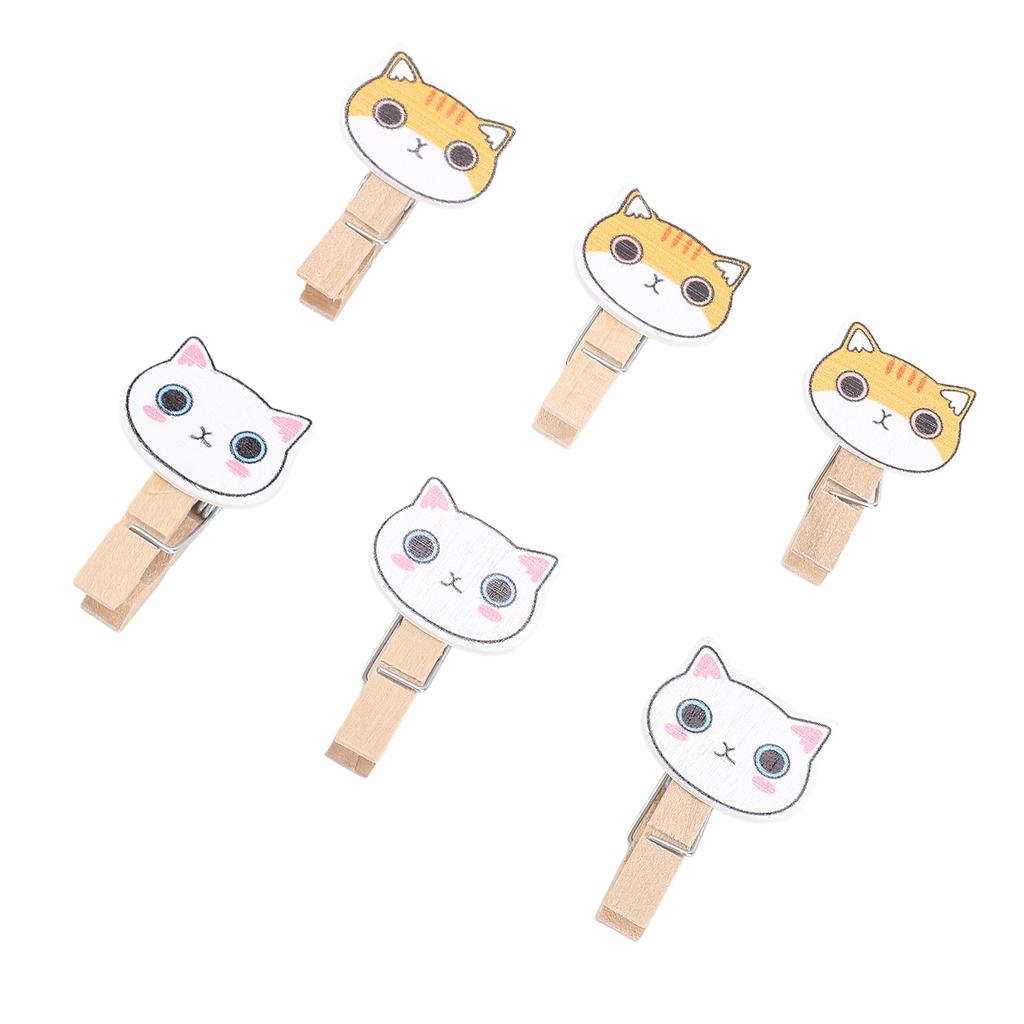 100PCS Cat Clothes Pins Cute Cartoon Beech Wood Multifunctional Laundry Clothes Pins