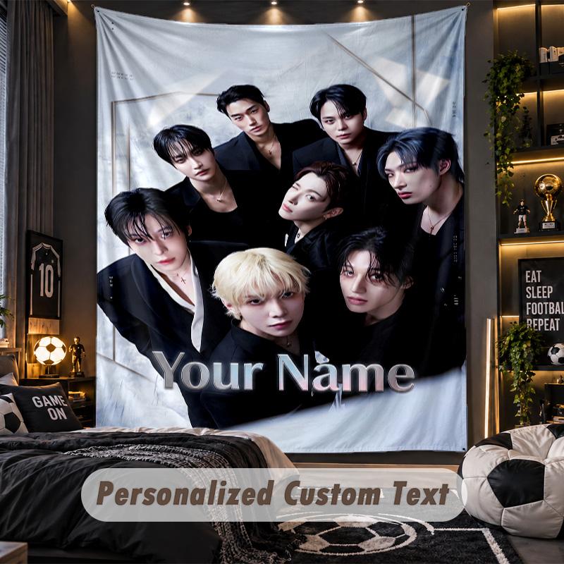 Personalized Wall Tapestry,ATEEZ Custom Printed Name, Fabric Wall Art For Indoor Room Backdrop