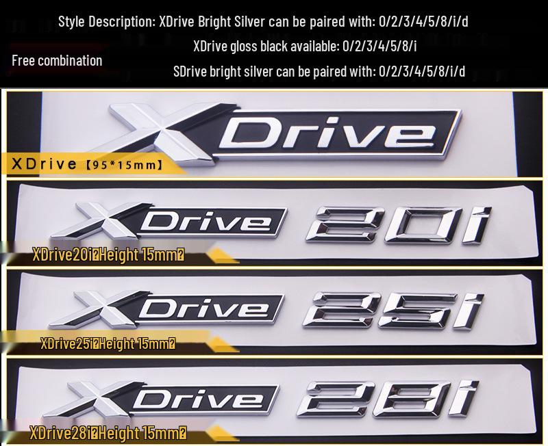 Compatibel met BMW X1, X3, X5, X6 xDrive Modellen: 20i, 28i, 30i, 35i, 40i - Logo op Spatbord Zijkant en Achterkant.