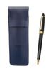 Blue Grained Leather Pen Case with Neo Ballpoint Pen Set D-600 (black) SASL-600B-B