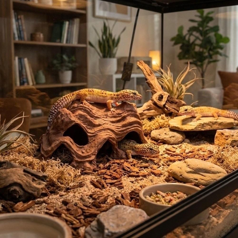 Plastic Fish Shrimp Hiding Cave Multi-Hole Reptile Hideout Fish Tank Ornament Terrarium