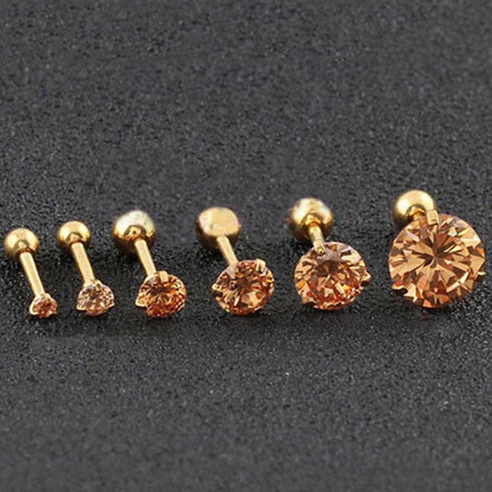 9 Farben Mode CZ 3 Prong Tragus Knorpel Edelstahl Ohrstecker Kristall Zirkon Ohrringe Piercing Schmuck