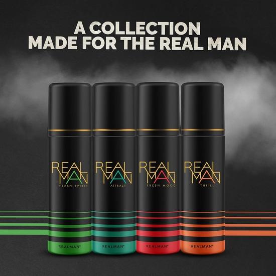 Fogg Realman Deodorant Fresh, Aerosol For Men, Thrill + Sprit - 400Ml (Pack Of 2)