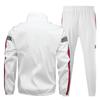 Unisex Color Reflective Strip Sports Suit Casual Fashion Long Sleeved Cardigan Jacket Sweatpants Set