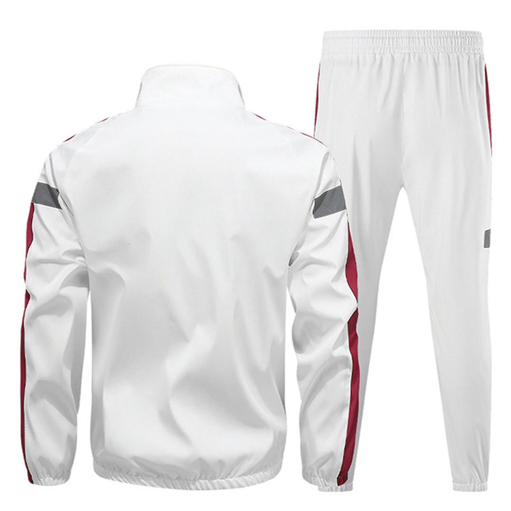 Unisex Color Reflective Strip Sports Suit Casual Fashion Long Sleeved Cardigan Jacket Sweatpants Set
