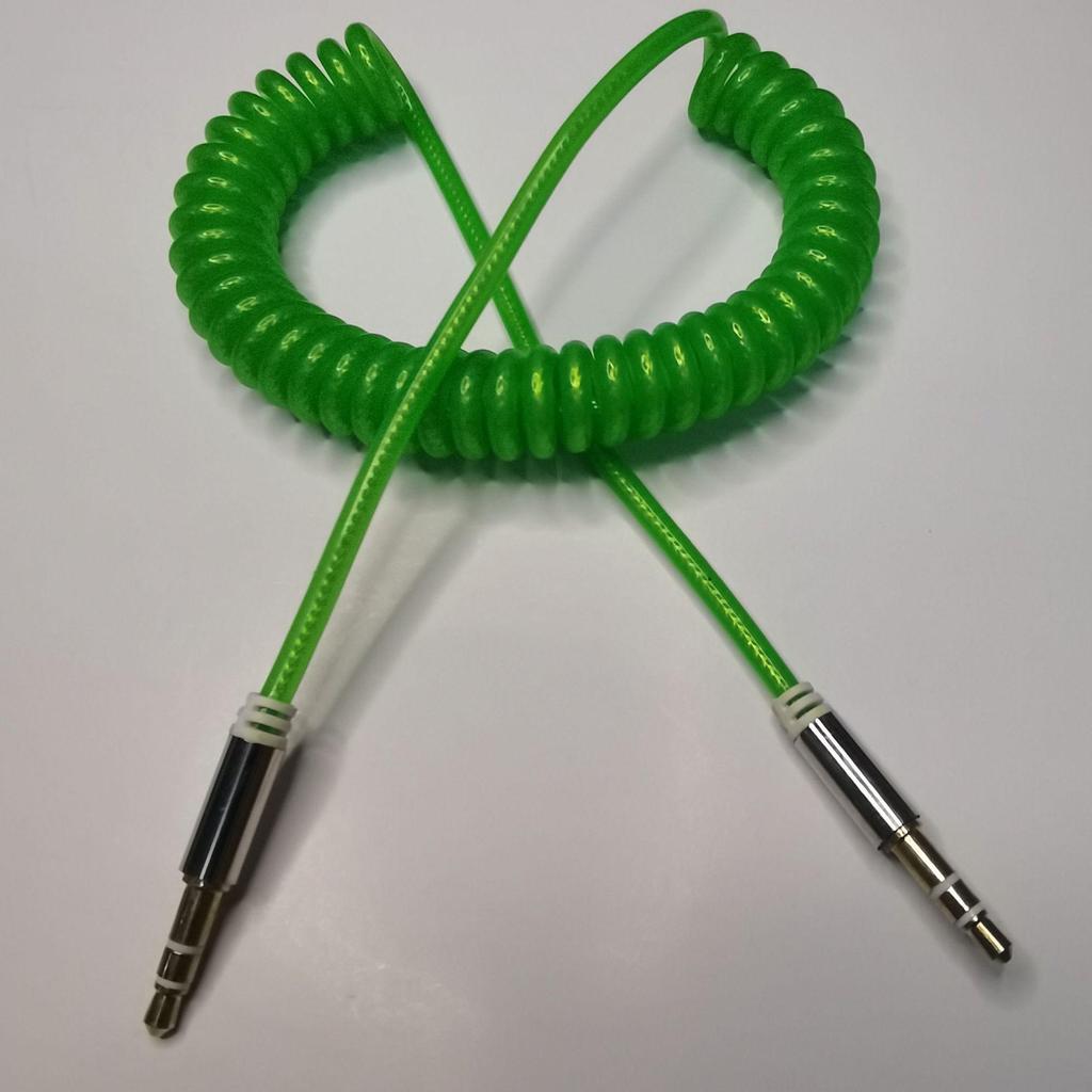 1.5m Spring AUX Audio Cable, 3.5mm Male-to-Male, Retractable Car Connection