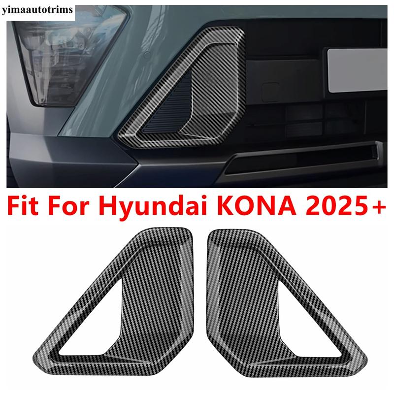 Pro Hyundai KONA 2025 2026 ABS Uhlíkové vlákno Přední nárazník Kryt lampy mlhového světla Lišta Mřížka mlhového světla Samolepka Příslušenství Exteriér