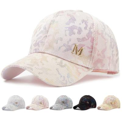 New Women's Baseball Cap Summer Casual Mesh Cap Fashion Metal Decoration Baseball Caps Print Outdoor Sun Visor Hat Adjustable
