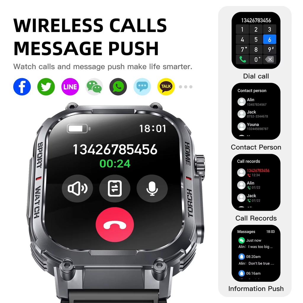 2.02Inch Smartwatch S320b With Led Lighting 30m Waterproof 400mah Compass Tft Sports Outdoor Fitness Tracker Smartwatch for Men