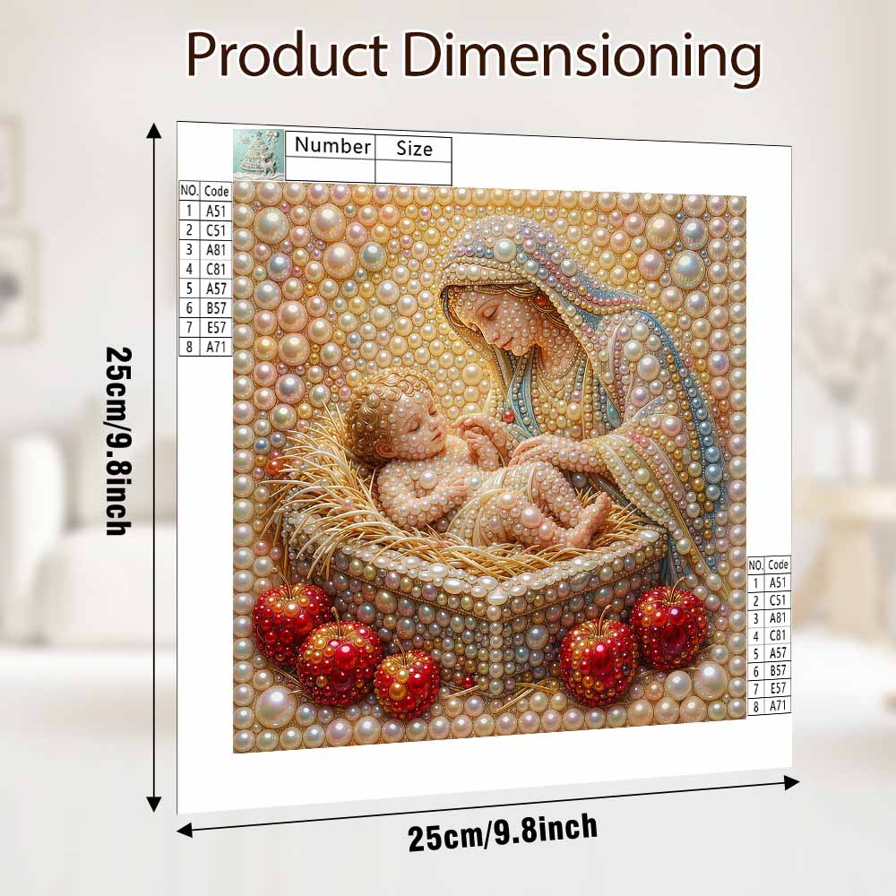 Pearl Painting 5D DIY Decorative Painting. Mother and Sleeping Figure. Cute Holiday Gift. Handmade Art Painting