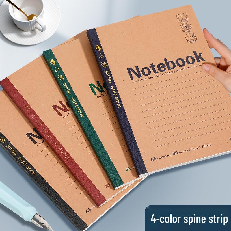 A5 Thickened Soft Cover Lined Notebook - Wireless Glue Bound Wrap-Around for College Students and Classroom Use