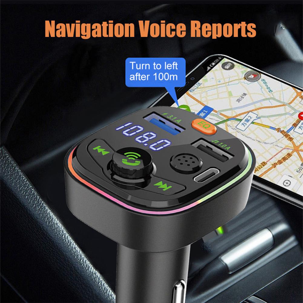 Bezdrátový displej FM vysílače Bluetooth 5.0 20W Rychlé nabíjení 4,1A Duální USB nabíječka handsfree sada do auta FM modulátor EQ s jedním klíčem