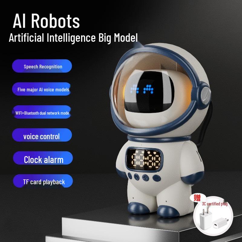 Astronaut AI Bluetooth Alarm Clock Speaker with Radio & TF Card Support
