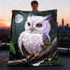 1pc Owl Night Outdoor Blanket - Soft Flannel Cozy for Travel & Camping - All-Season Warm Bed Cover, Machine Washable Yy251229099