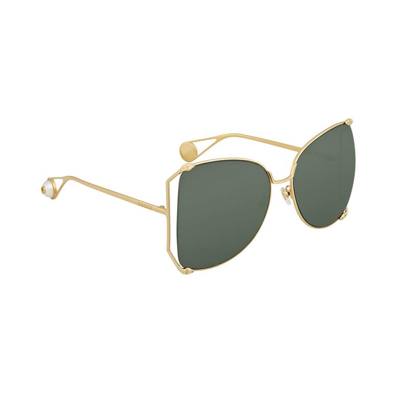 Gucci Irregular Shape Sunglasses Women's Gold
