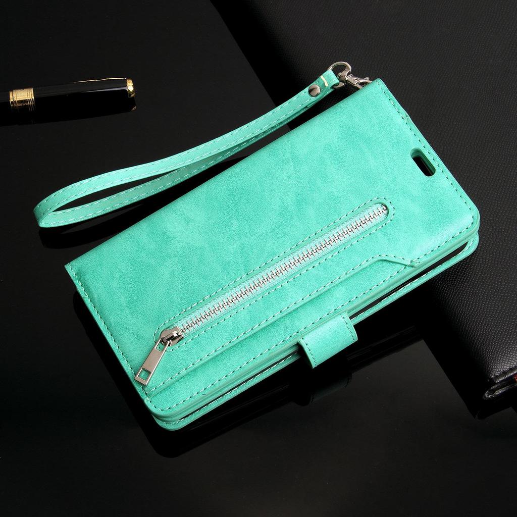Multi-Function Leather Phone Case for iPhone 14, 13 Pro, Samsung S23U with Nine-Carat Zipper