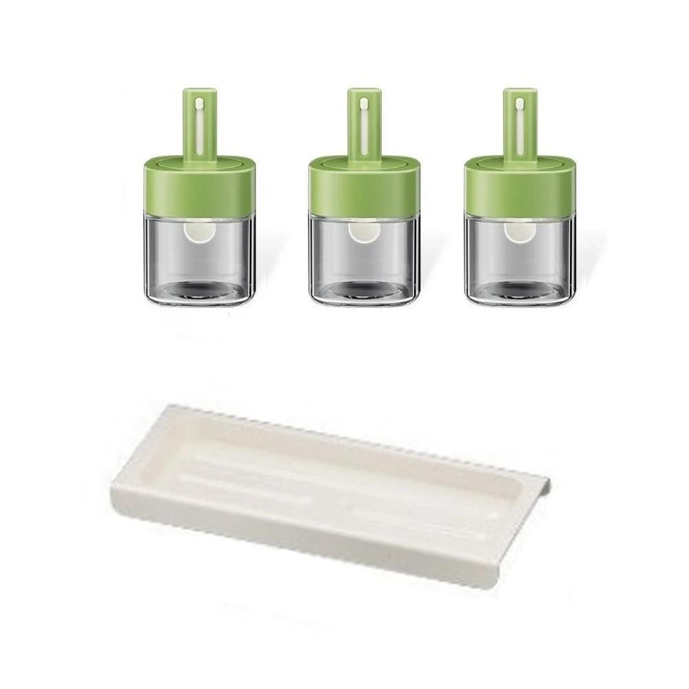 Sealed Glass Seasoning Bottle Leak-proof Salt Container Practical Salt Storage Box Kitchen Green