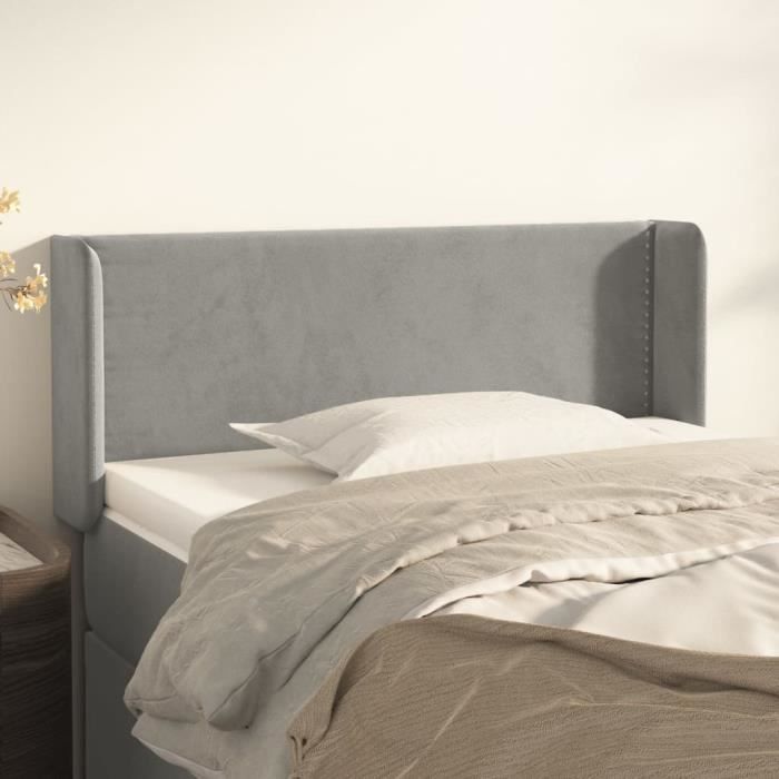 3118670 vidaXL Headboard with Ears Light Grey 103x16x78-88 Cm Velvet