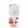Fashion Girl High Heels Woman Pointy Lace Rhinestone Bridal Wedding Shoe Thin Dress Versatile Women Female Sandals Shoes