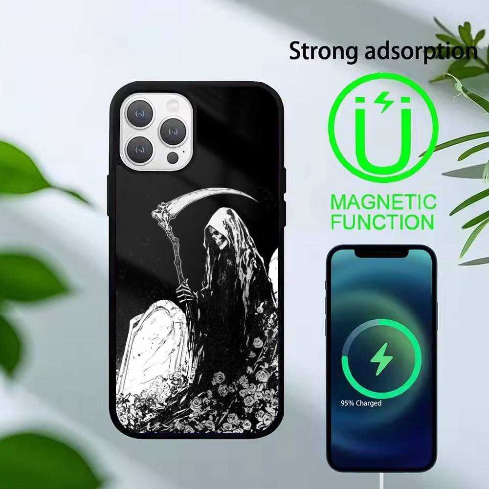 G-Grim Reaper Phone Case For iPhone17,16,15,14,13 Plus,Pro Max Magnetic For Magsafe Wireless Charging