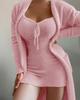 2026 Women's Plush Three-Piece Lace-Up Pajama Set - Casual Home Wear