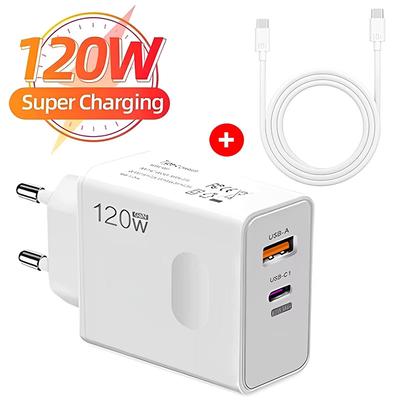 120W nabíječka GaN USB C nabíječka typu C rychlé nabíjení Rychlé nabíjení 3.0 PD kabelový adaptér na stěnu pro iPhone Samsung Xiaomi