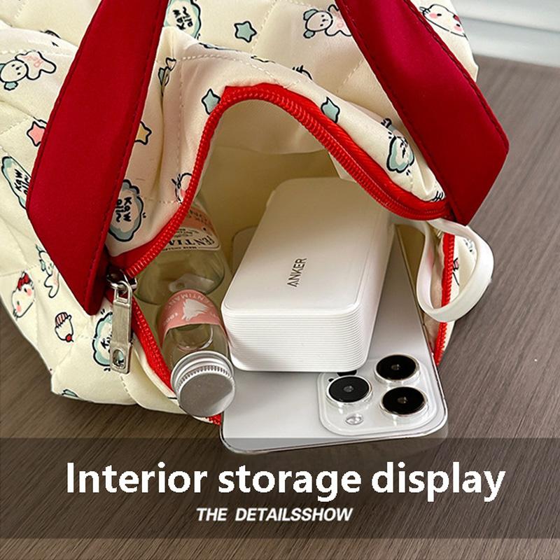 Portable Makeup Bag Cosmetics Organizer Bag with Handle Cute Handbag Fashion Toiletry Bag Travel Make Up Storage Bag Zipper