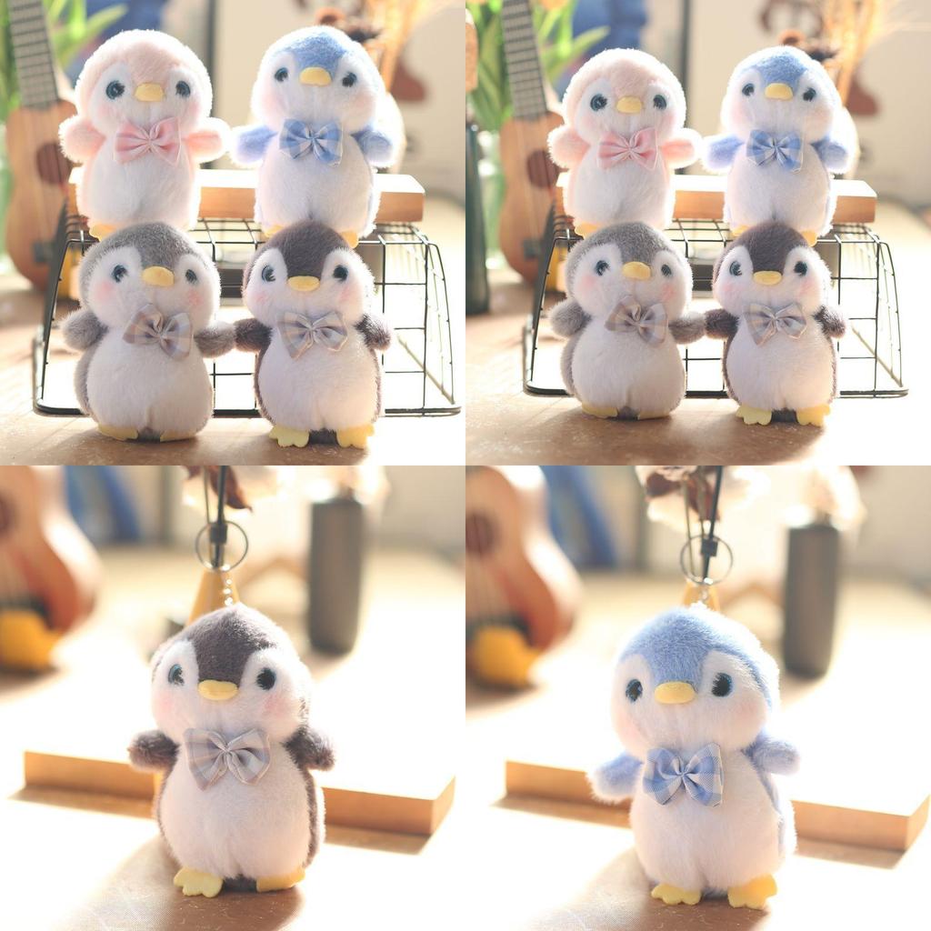 Penguin Plush Toy Keychain Backpack Charm Soft Rabbit Fur Stuffed Animal 14cm Gift For Kids