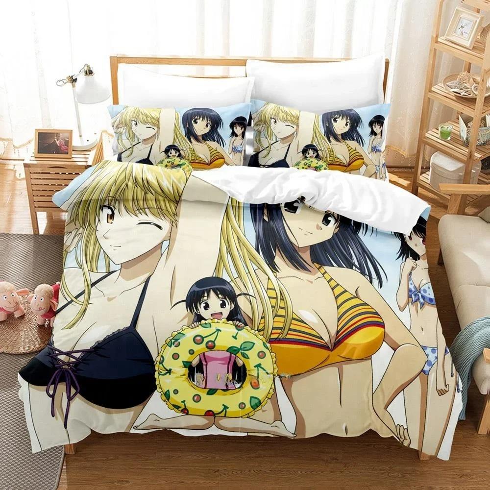3D-Druck Anime Kawaii School Rumble Bettwäscheset Einzelbett Twin Full Queen King Size Bettset Erwachsener Kind Schlafzimmer Bettbezugsets