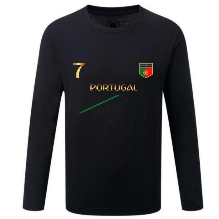 Portugal Black Children's Long Sleeve T-Shirt - 12/14 Years - Red