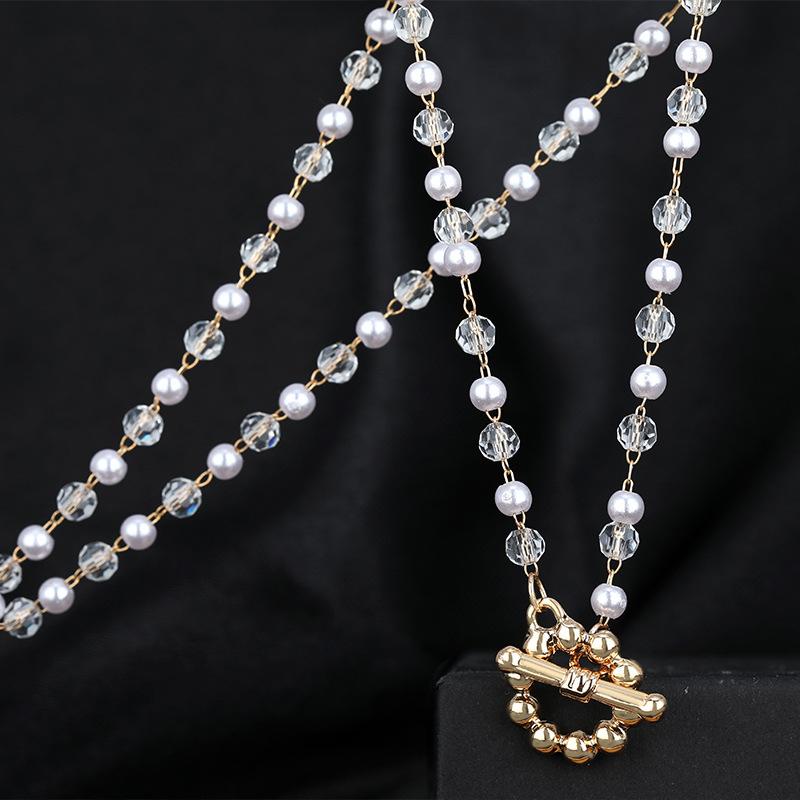 

Crystal Modern Pearl Locking Chain Necklace Perfect For Weddings And Travel
