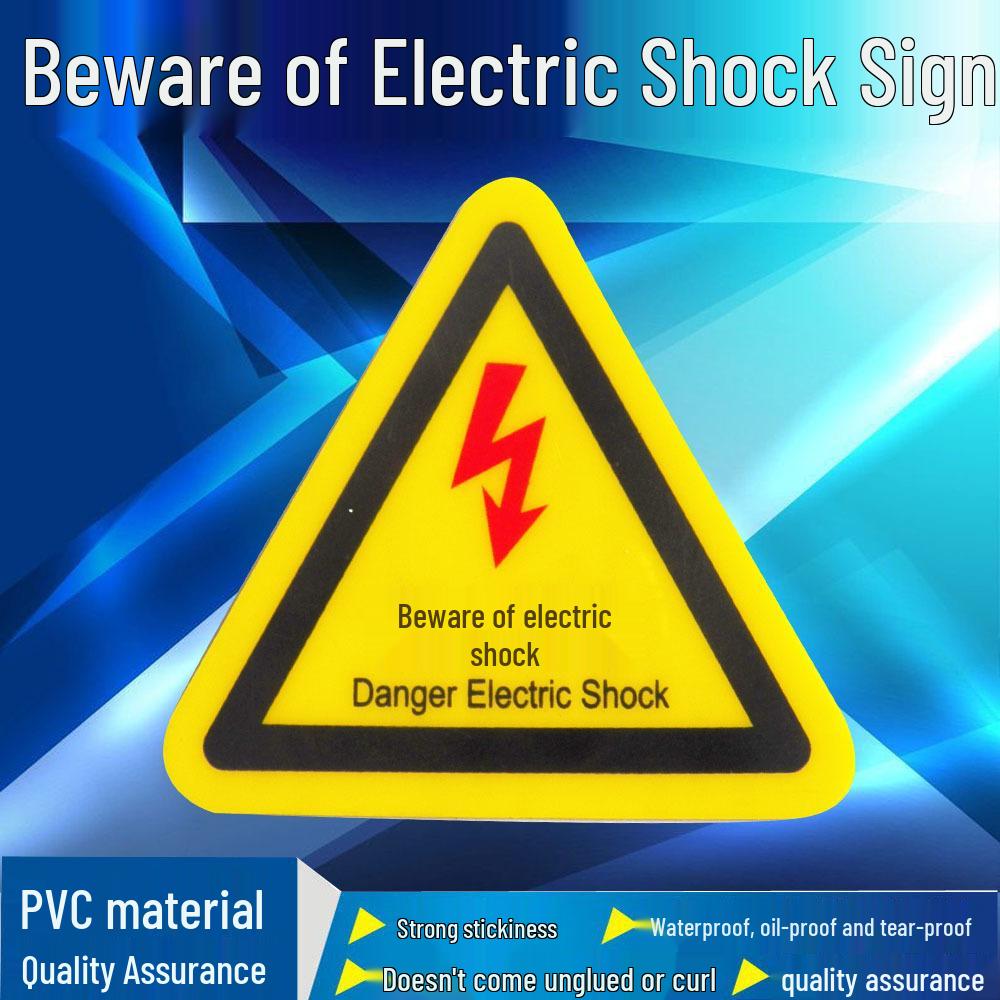 PVC Electrical Hazard Triangle Sign - Caution: Electric Shock Warning for Mechanical Equipment Safety