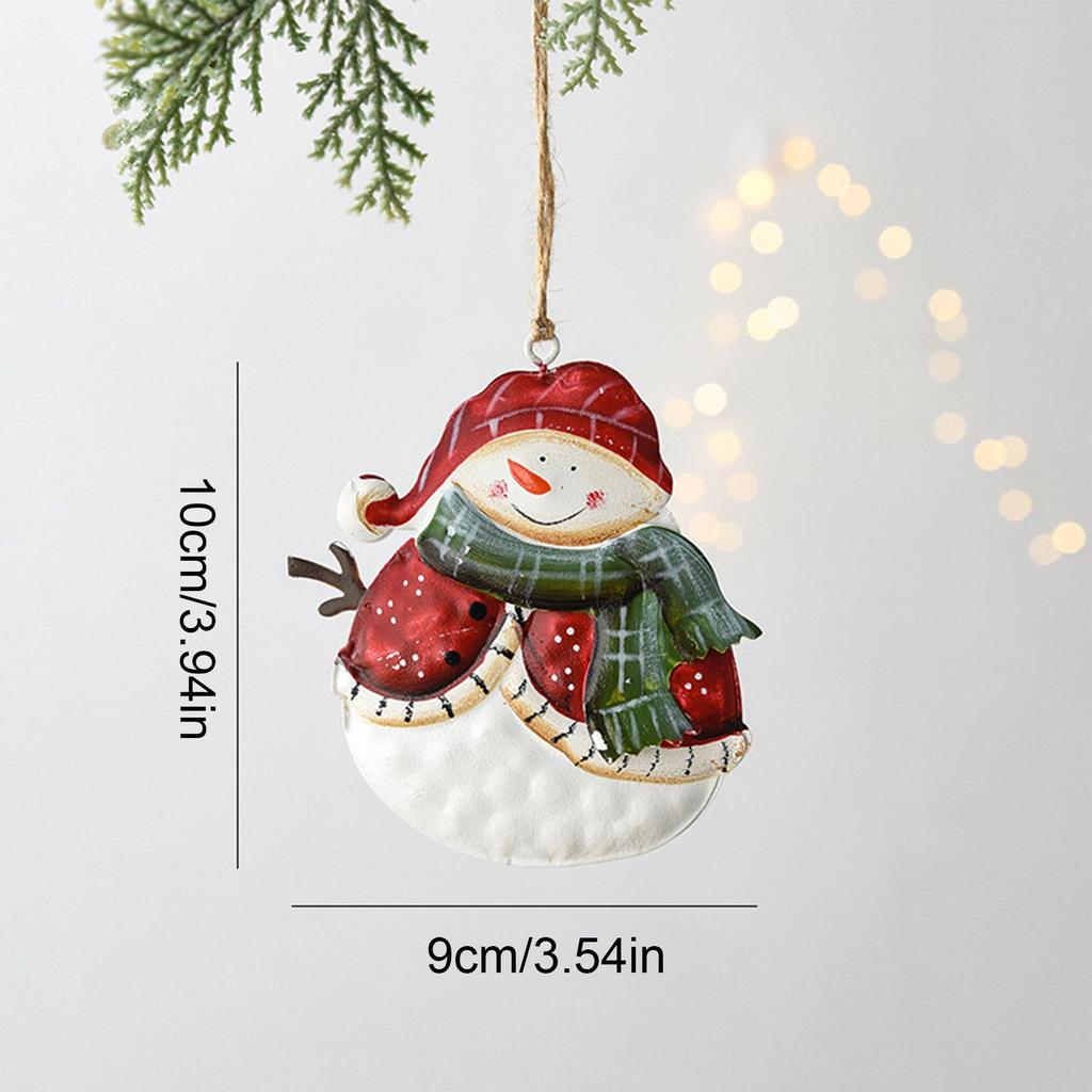 2D Tinplate Funny Christmas Snowman Pendant Winter Colorful Hangable Christmas Tree Ornaments For Home Bedroom Living Room