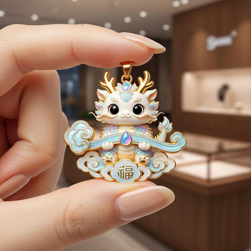 Nine-tailed Fox Enamel Pendant Necklace Boho Chinese Mythology Jewelry Adjustable Length Chain for Women Friend Souvenir Gift