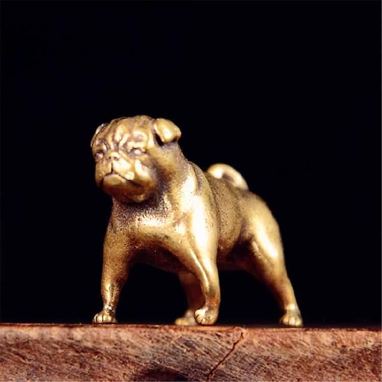 Recyclable Bronze French Rottweiler Sculpture Environmental Aware Desk Decoration Artisanal Gift for Telecommute