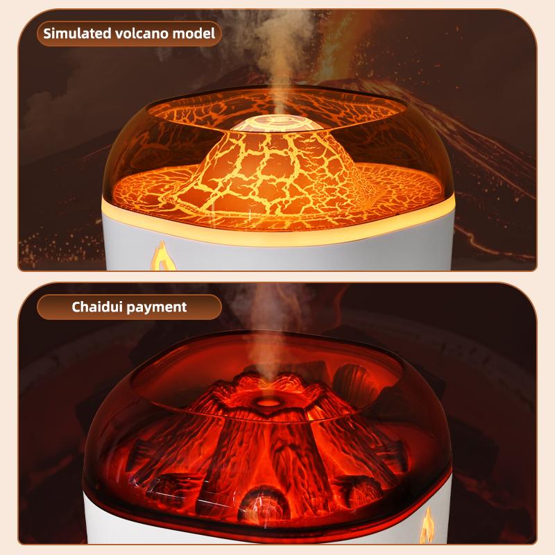 200ml Volcano Air Humidifier Desktop Electric USB Humidificadore Water Mist Essential Oil Aroma Diffuser with Colorful Lighting