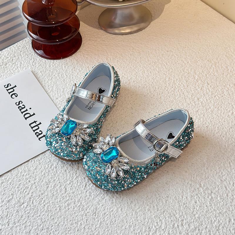 

Girls Shoes - Single Shoes - Baby Leather Shoes - Children s Velcro Shoes 25 срібний