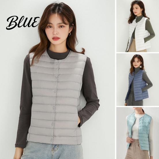 White Goose Down Coat Single-breasted Women Jacket Fall Winter Insulated Vest Sleeveless Padded Round Lightweight